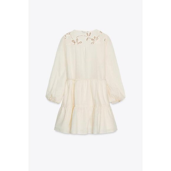 ZARA EMBROIDERED TEXTURED DRESS - Picture 8 of 9